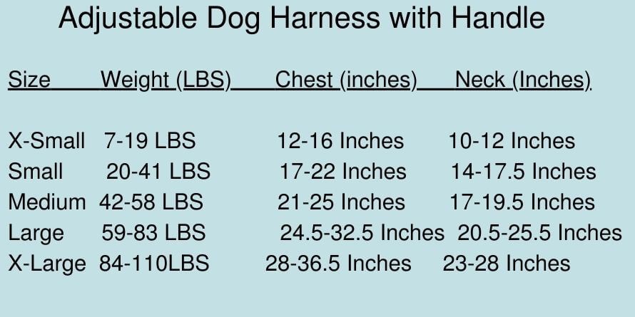 dog harness size