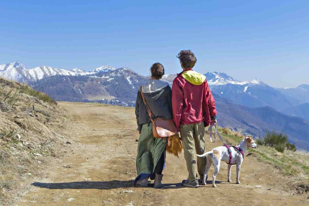 outdoor couple with dog